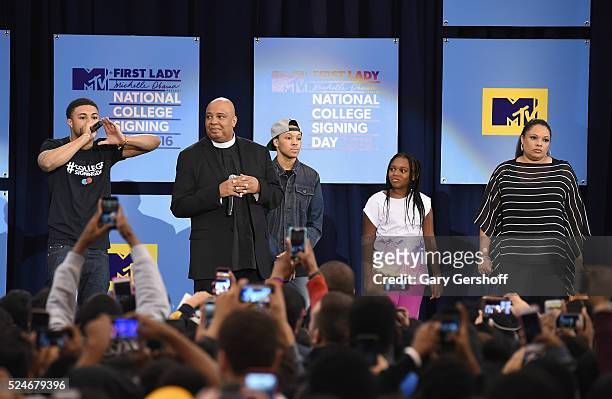 Diggy Simmons, Joseph Simmons, aka ' Rev. Run', Russell Simmons II, Miley Justine Simmons and Justine Simmons seen on stage during the 3rd Annual...