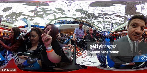 Jeremy Renner meets fans at the "Captain America: Civil War" European film premiere at Vue Westfield on April 26, 2016 in London, England