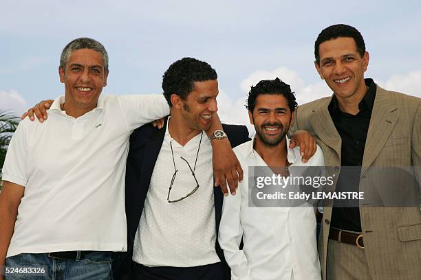 Samy Naceri, Sami Bouajila, Jamel Debbouze, and Roschdy Zem at the photo call of "Indigenes" during the 59th Cannes Film Festival.