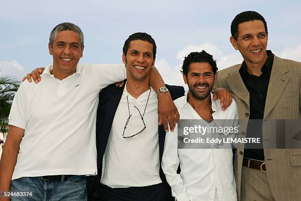 Samy Naceri, Sami Bouajila, Jamel Debbouze, and Roschdy Zem at the photo call of "Indigenes" during the 59th Cannes Film Festival.