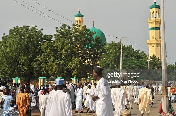 People walk back to their homes after sallah prayers in Kano , Nigeria. September 24, 2015. Photo: next24online