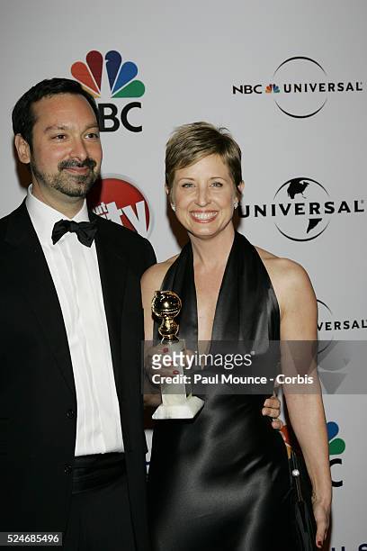 Director James Mangold and wife producer Cathy Konrad arrive at the NBC Universal 2006 Golden Globe Awards after party held on the roof top at the...