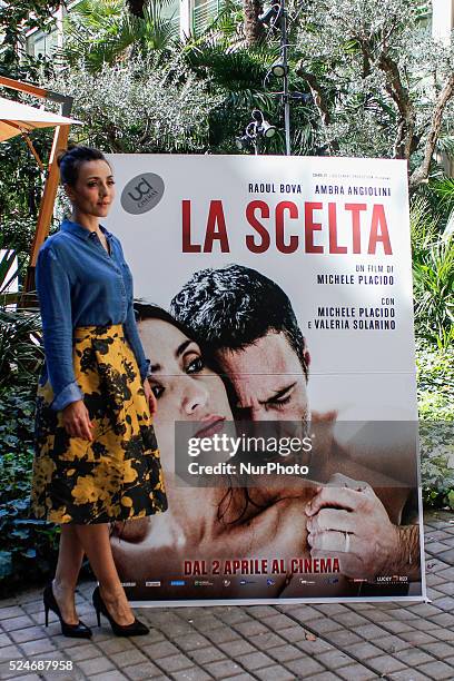 Ambra Angiolini on April 2, 2015 in Turin, Italy, pose for the photocall of the movie &quot;La Scelta&quot; directed by Michele Placido, which opens...