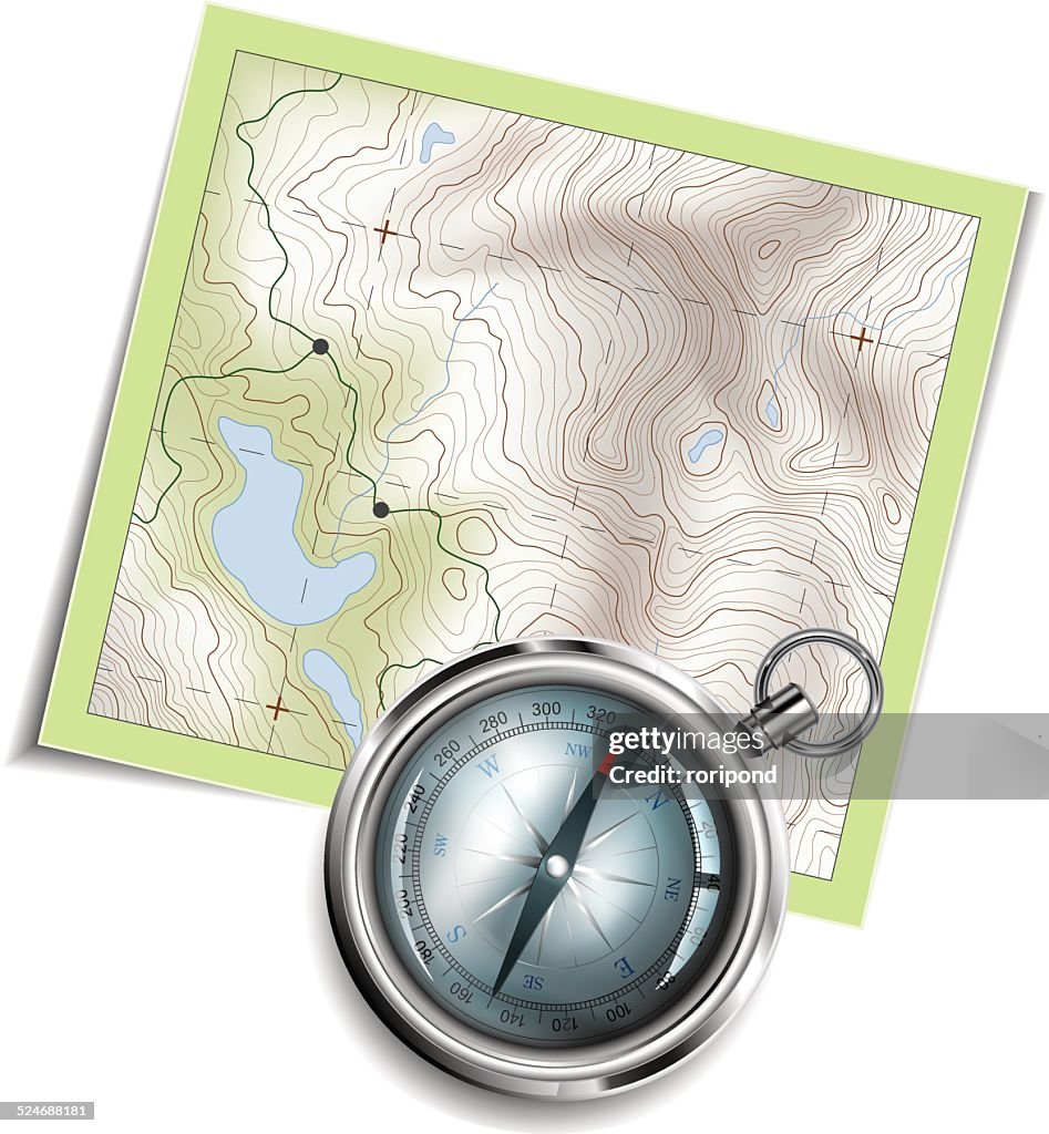 Compas Map Solid Compass And Map High-Res Vector Graphic - Getty Images