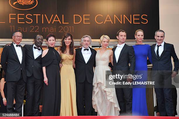 Jury Members Mahamat-Saleh Haroun, Johnnie To, Nansun Shi, Martina Gusman, Jury President Robert De Niro, Linn Ullmann, Jude Law, Uma Thurman and...