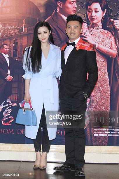 Actress Fan Bingbing and actor Alec Su attend the premiere of director Wai Man Yip's film "Phantom of the Theatre" on April 26, 2016 in Beijing,...