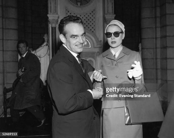 Prince Rainier of Monaco and American actress Grace Kelly together in Monaco for their wedding, April 1956.