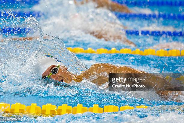 Alessandro Miressi of Italy competes in the Men's 200m Freestyle heat 5 during the Baku 2015 European Games at the Baku Aquatics Centre on June 26,...