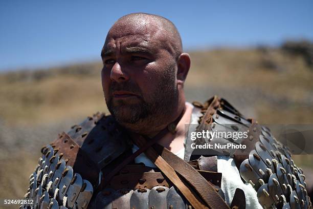 An Israeli man takes part in the reenactment of the Hattin Battle in Horns of Hattin, North of Israel on July 4'th 2015. The Battle of Hattin took...