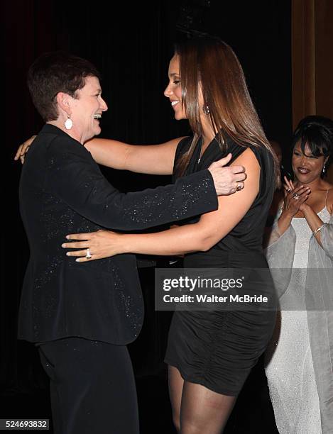 Terria Joseph & daughter Alicia Keys with Lynn Whitfield attending the Woodie King Jr's NFT New Federal Theatre 40th Reunion Gala Benefit Awards...