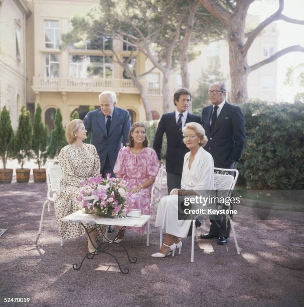 Princess Grace of Monaco with her husband, Prince Rainier, their daughter Princess Caroline and her fiance Philippe Junot at the Royal Palace, Monte...