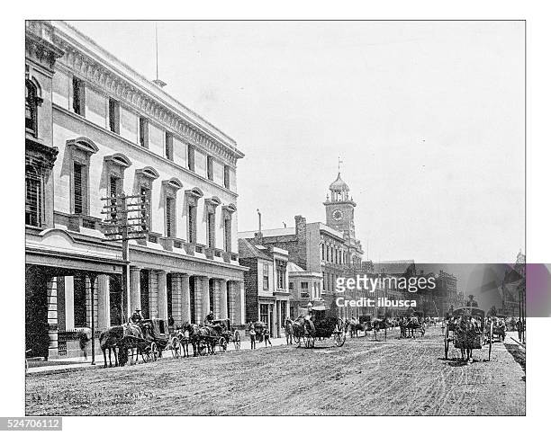 antique photograph of 19th century  queen street  (auckland, new zealand) - auckland city stock illustrations