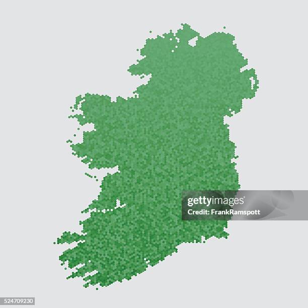 ireland island map green hexagon pattern - map ireland green stock illustrations