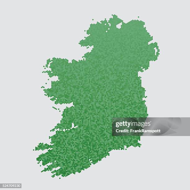 ireland island map green hexagon pattern - ireland map stock illustrations