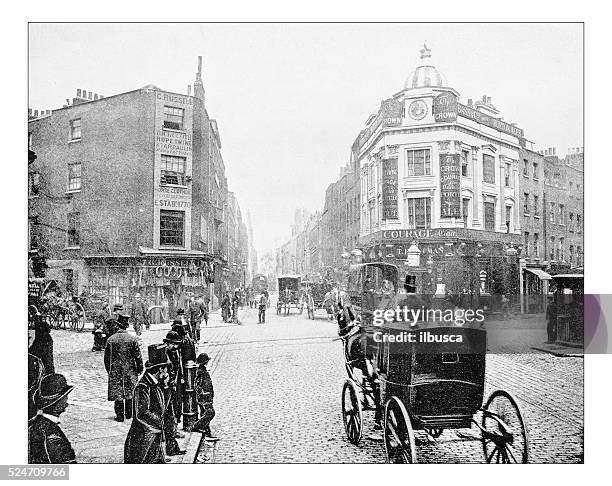 bildbanksillustrationer, clip art samt tecknat material och ikoner med antique photograph of seven dials junction in london (19th century) - 1800 talet