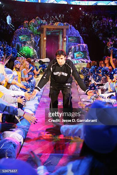 Manu Ginobili of the Western Conference All-Stars is introduced before the 54th All-Star Game, part of 2005 NBA All-Star Weekend at Pepsi Center on...