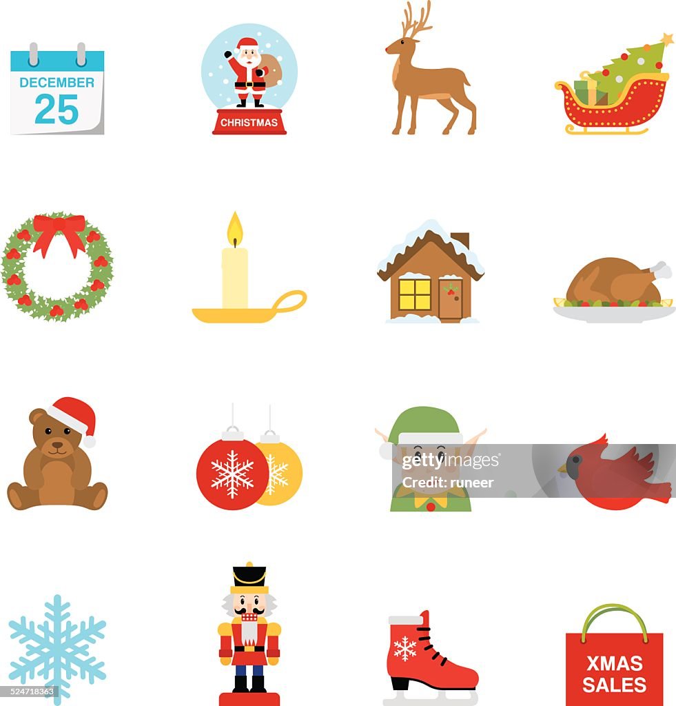 Flat Christmas icons | Simpletoon series