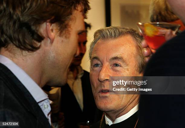 Terry O'Neill attends the private view of the "Terry O'Neill: Intimate" exhibition of pictures by the renowned celebrity photographer at the Getty...