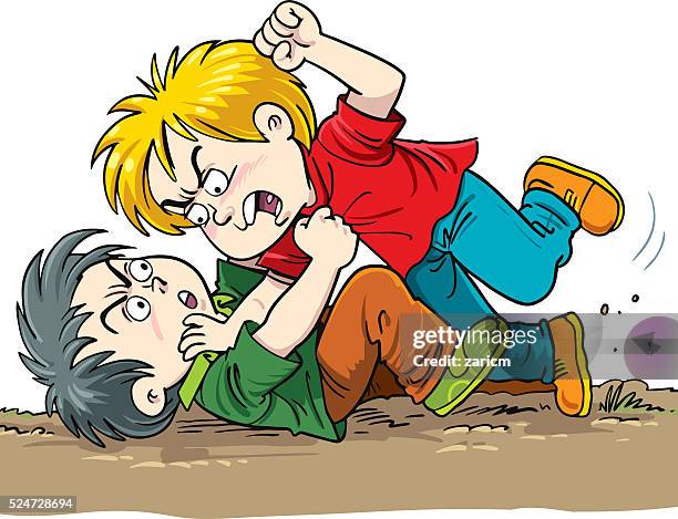 children fighting - misbehaving student stock illustrations