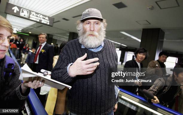 Chess legend Bobby Fischer appears at New Tokyo International Airport for a departure March 24, 2005 in Narita, Japan. Fischer was released from...