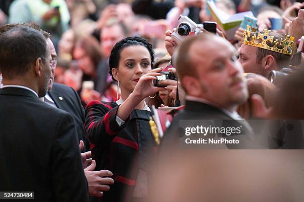 Katy Perry launches the new fragrance 'Killer Queen' in 'Douglas' store in Berlin, on Sept. 25, 2013. Photo: Goncalo Silva/NurPhoto.