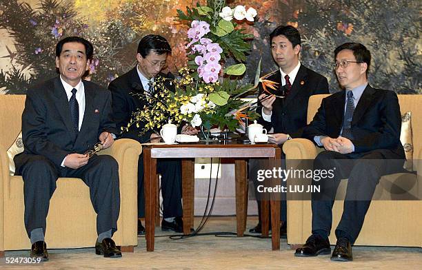 North Korean Premier Pak Pong-Ju has a meeting with Shanghai mayor Han Zheng in Shanghai, 24 March 2005. North Korean Premier Pak Pong-Ju is in the...