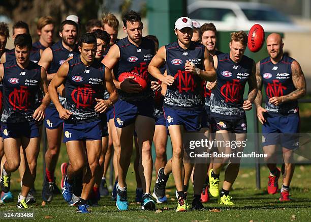 General view during a Melbourne Demons AFL training session at Goschs Paddock on April 27, 2016 in Melbourne, Australia.