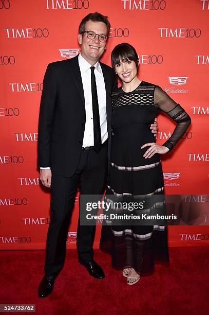 Author John Green and Sarah Green attend 2016 Time 100 Gala, Time's Most Influential People In The World red carpet at Jazz At Lincoln Center at the...