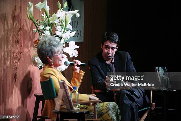 Rita Moreno and Lin-Manuel Miranda celebrate the release and book signing of 'Rita Moreno: A Memoir' at Barnes & Noble Upper East Side in New York...