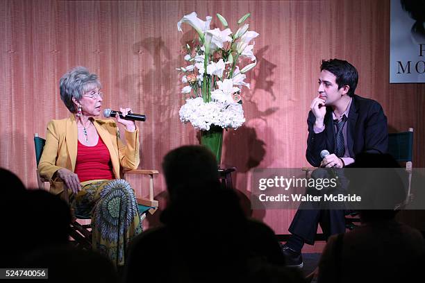 Rita Moreno and Lin-Manuel Miranda celebrate the release and book signing of 'Rita Moreno: A Memoir' at Barnes & Noble Upper East Side in New York...