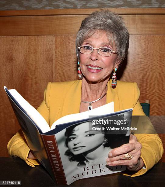 Rita Moreno and Lin-Manuel Miranda celebrate the release and book signing of 'Rita Moreno: A Memoir' at Barnes & Noble Upper East Side in New York...