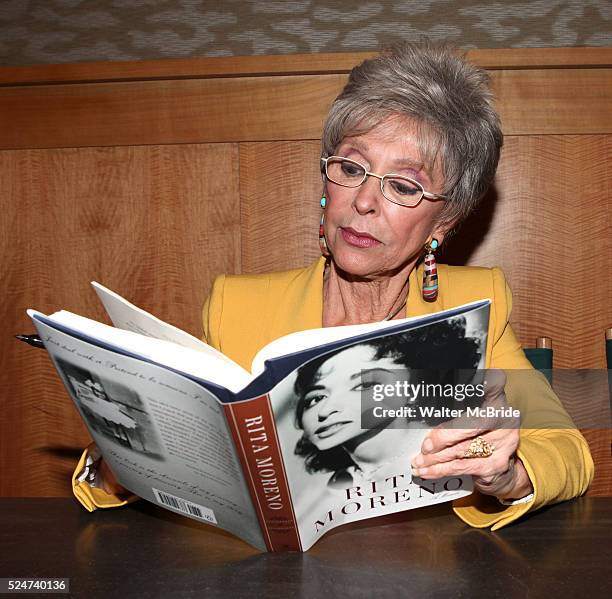 Rita Moreno and Lin-Manuel Miranda celebrate the release and book signing of 'Rita Moreno: A Memoir' at Barnes & Noble Upper East Side in New York...