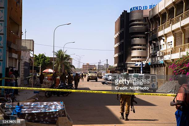Police forces entering security zone close to Hotel Splendid. Ouagadougou, Burkina Faso, January 16th 2016