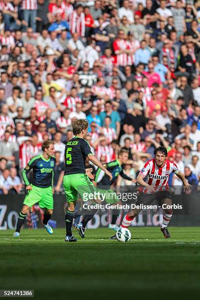 Mark van Bommel on the defense to Christian Poulsen during the match PSV-AJAX played in Eindhoven on April 14th 2013.
