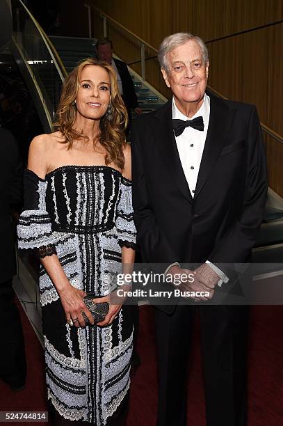 Julia Margaret Flesher and David Koch attend 2016 Time 100 Gala, Time's Most Influential People In The World - Cocktails at Jazz At Lincoln Center at...
