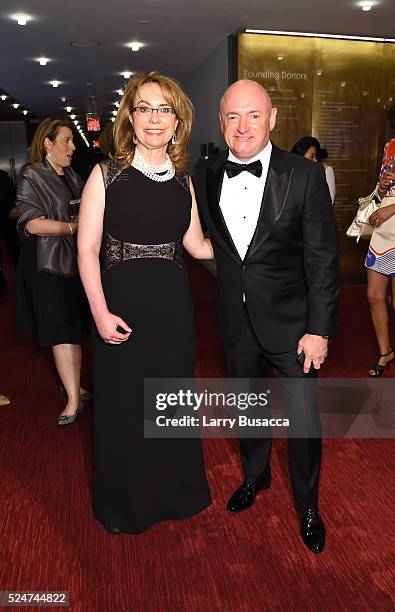 Gabrielle Giffords and Mark Kelly attend 2016 Time 100 Gala, Time's Most Influential People In The World - Cocktails at Jazz At Lincoln Center at the...