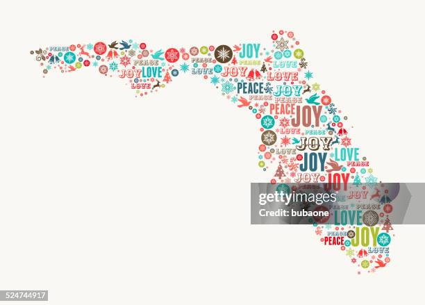 florida state on holiday christmas white background - christmas border stock illustrations