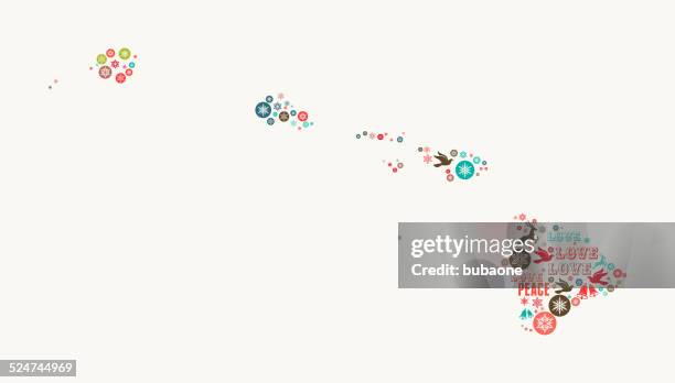hawaii state on holiday christmas white background - christmas border stock illustrations