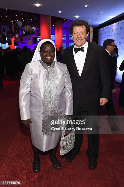 Sister Rosemary Nyirumbe and Nicholas Kristof attend 2016 Time 100 Gala, Time's Most Influential People In The World at Jazz At Lincoln Center at the...