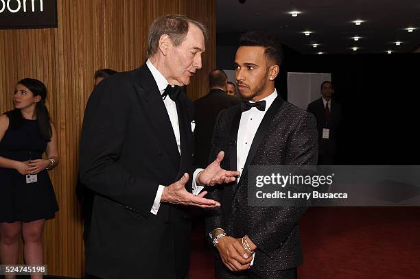 Charlie Rose and Lewis Hamilton attend 2016 Time 100 Gala, Time's Most Influential People In The World - Cocktails at Jazz At Lincoln Center at the...