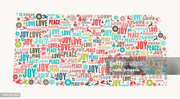 kansas state on holiday christmas white background - christmas border stock illustrations