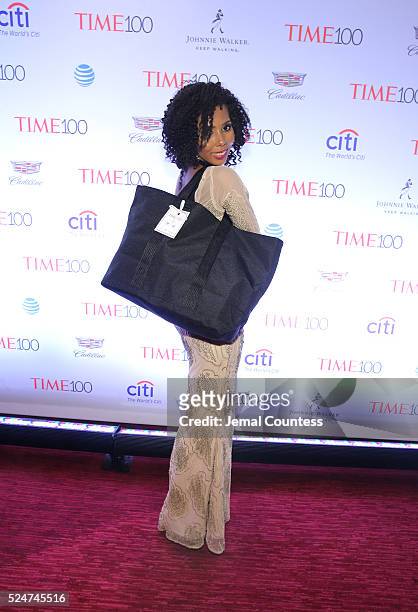 Jaha Dukureh poses with a gift bag as she attends 2016 Time 100 Gala, Time's Most Influential People In The World - Cocktails at Jazz At Lincoln...