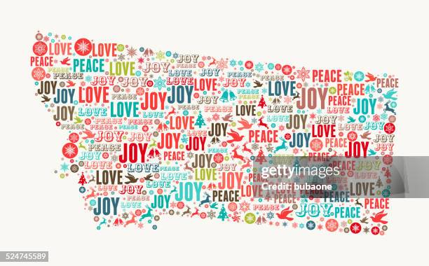 montana state on holiday christmas white background - christmas border stock illustrations