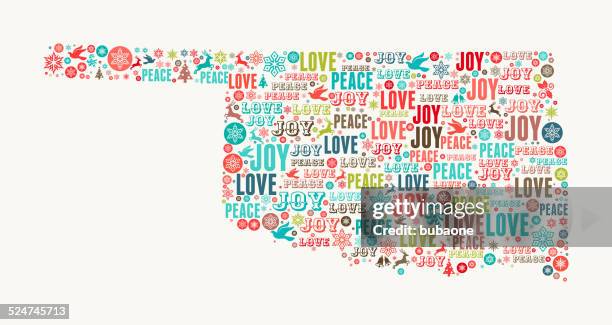 oklahoma state on holiday christmas white background - christmas border stock illustrations