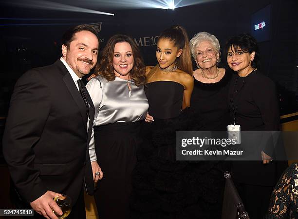 Ben Falcone, Melissa McCarthy, Ariana Grande, Marjorie Grande and Joan Grande attend the 2016 Time 100 Gala, Time's Most Influential People In The...