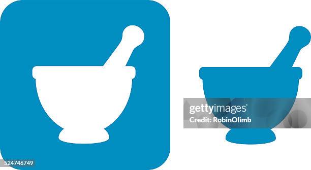 blue mortar and pestleicons - mortar and pestle stock illustrations