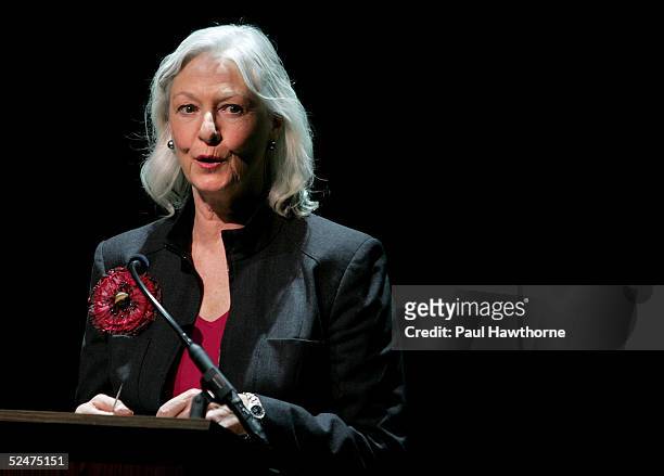 Actress Jane Alexander reads poems written by Jerry Orbach to his wife Elaine during a memorial for actor Jerry Orbach at the Richard Rodgers Theatre...