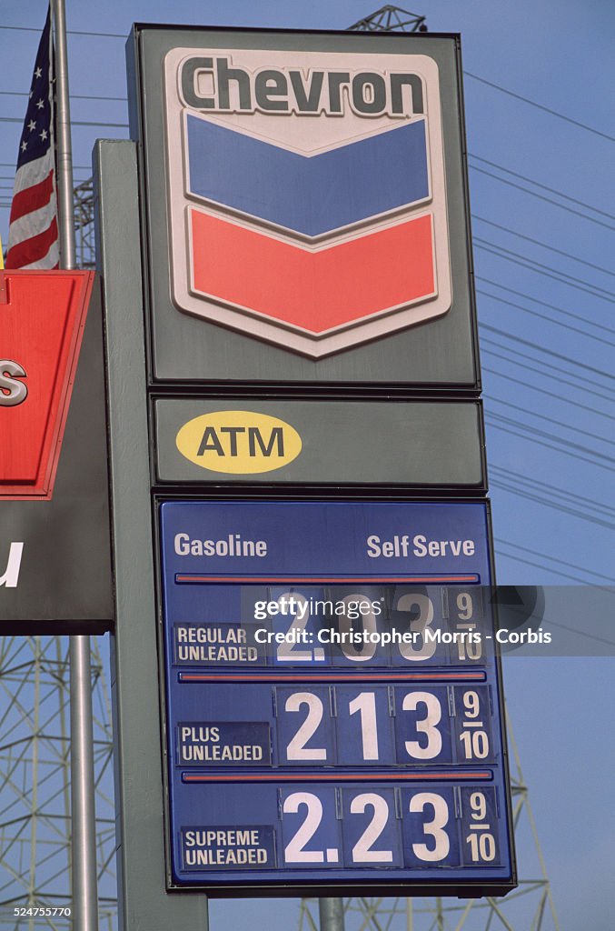 Chevron Gasoline Prices Sign