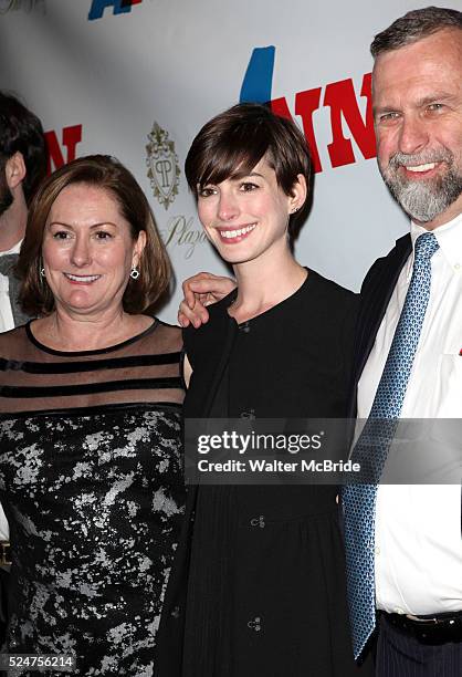 Kate McCauley Hathaway, Anne Hathaway & Gerald Hathaway attending the Opening Night Performance of 'Ann' starring Holland Taylor at the Vivian...