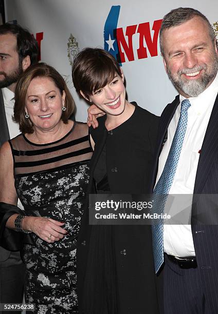 Kate McCauley Hathaway, Anne Hathaway & Gerald Hathaway attending the Opening Night Performance of 'Ann' starring Holland Taylor at the Vivian...